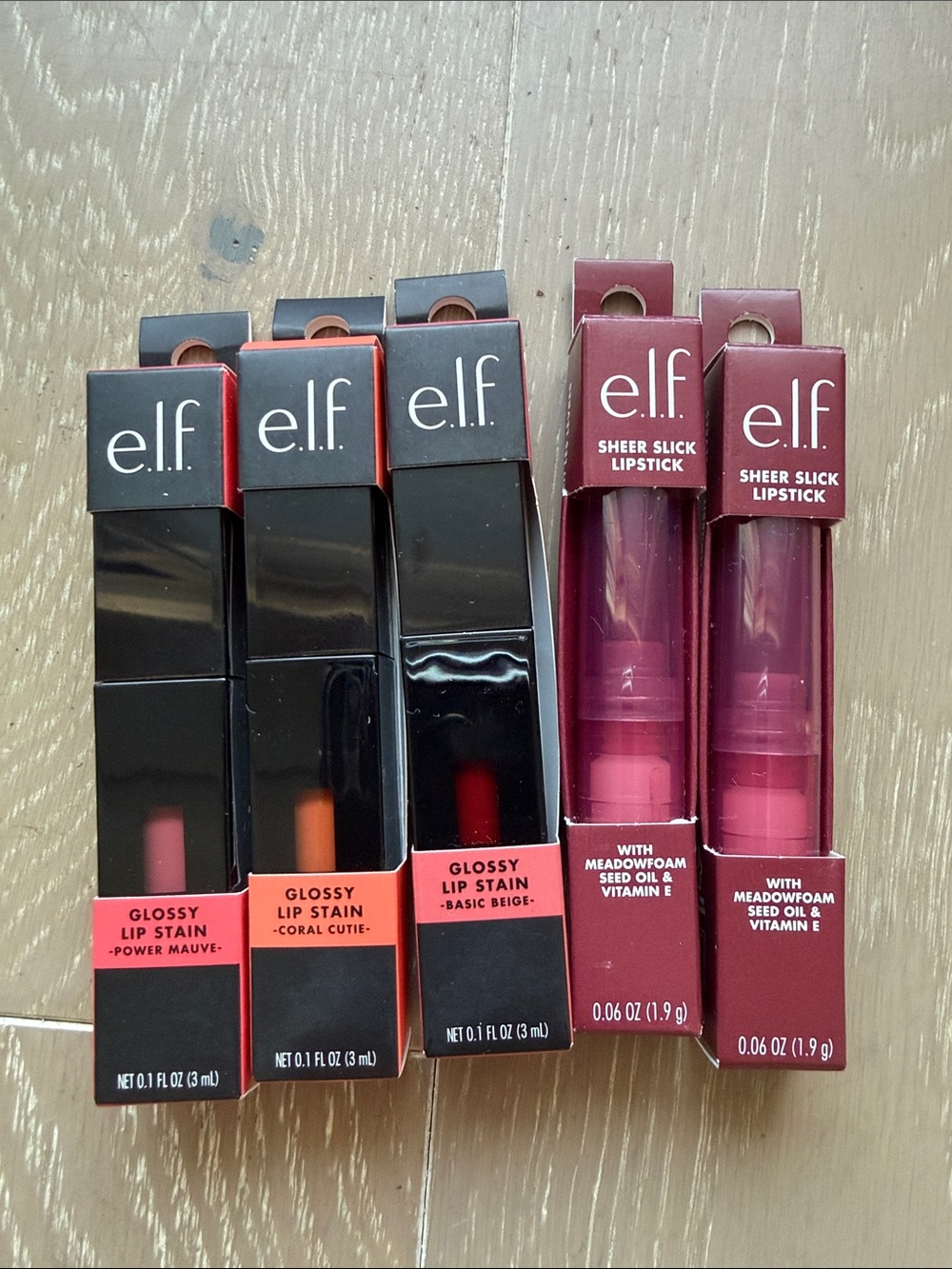 NWT e.l.f. Glossy Lip Stain & Sheer Slick Lipstick bundle of five